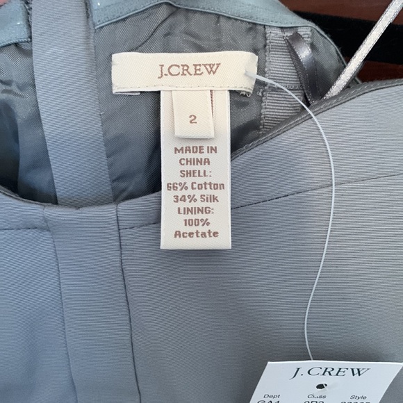 JCrew. NWT. Structured, strapless dress. Steel grey. Size 2. Cotton/silk blend. - Picture 4 of 4